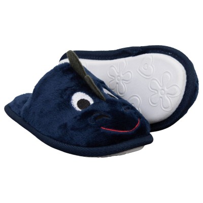 Mørkeblå dino hjemmesko til børn